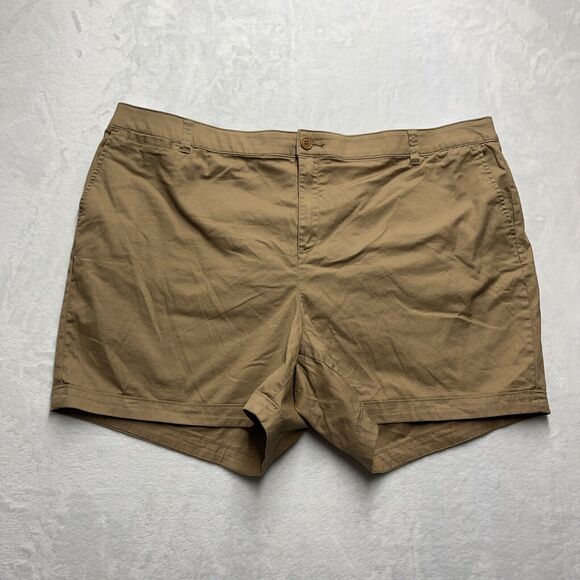 Lane Bryant Mid-Rise Chino shorts Women’s Sz 24 Khaki Brown NEW - Picture 1 of 8